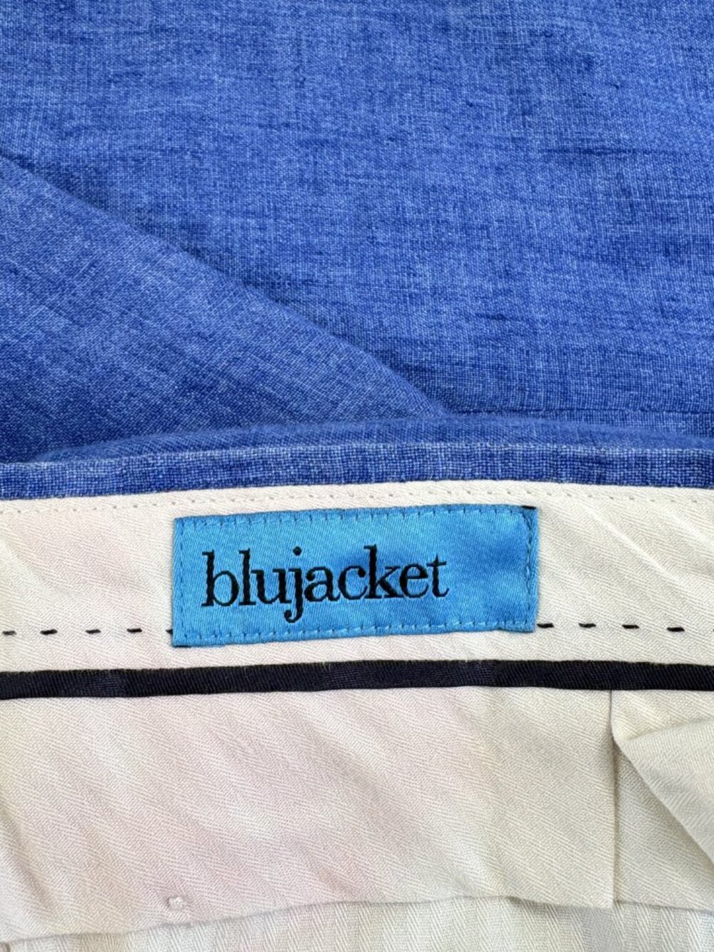 Blujacket Linen Dress Pants Size 36 Cerulean Blue Lined 29” Inseam Tailored - Picture 4 of 14